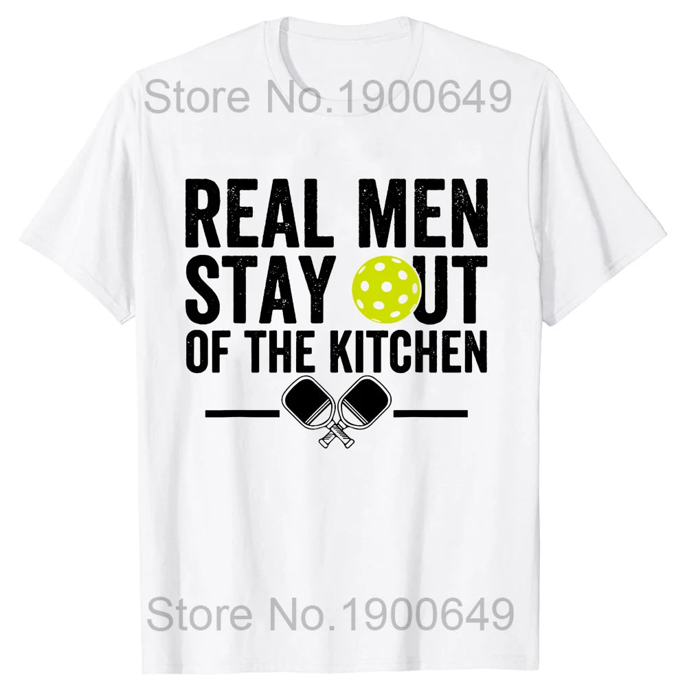 Real Men Stay Out of the Kitchen Funny Pickleball Vintage Player T Shirts Tee Tops Short-Sleeve Tshirt Clothing Basic T-shirts