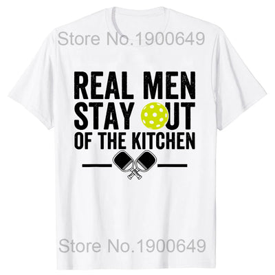 Real Men Stay Out of the Kitchen Funny Pickleball Vintage Player T Shirts Tee Tops Short-Sleeve Tshirt Clothing Basic T-shirts