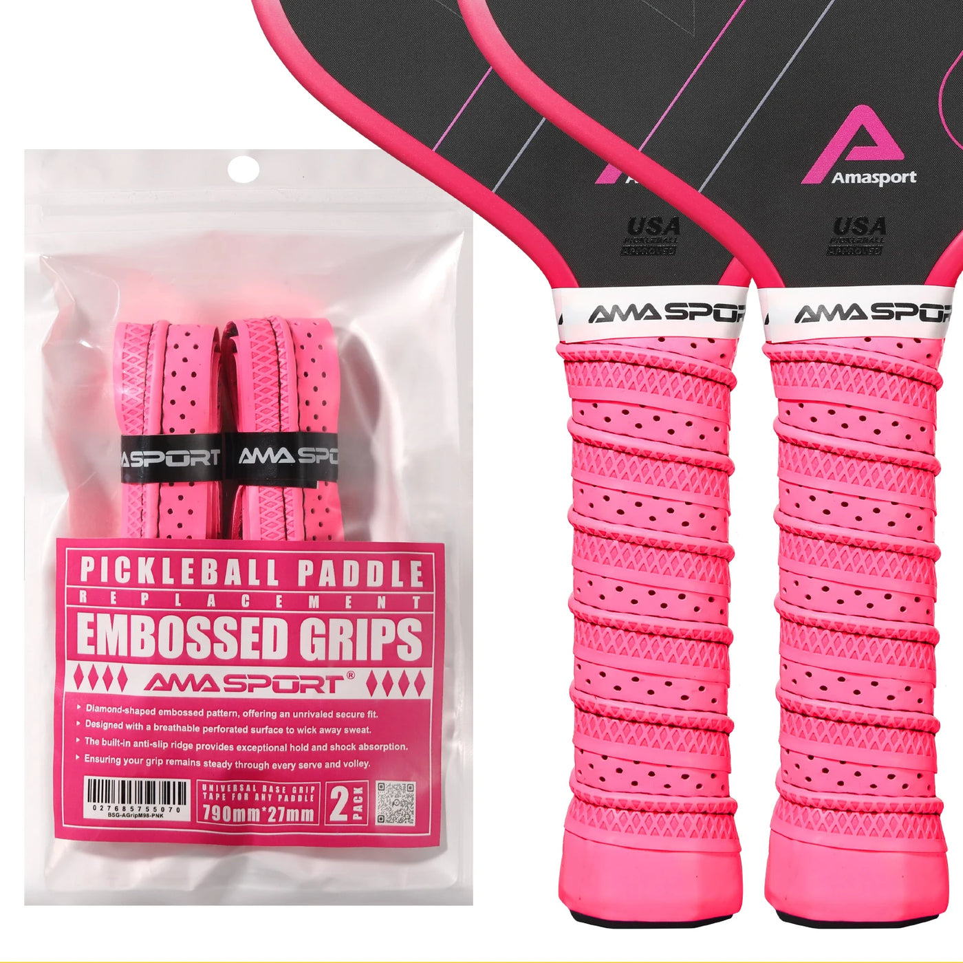 2Packs Pickleball Paddle Grip Tape with Raised Ridge,Replacement Pickleball Overgrip Wrap,Universal PickleBall Sport Accessories