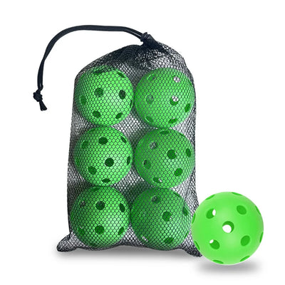 6pcs Portable 26 Holes Pickleball Balls PVC Balanced Pickle Balls with Bag High Bounce Crack-Resistant Competition Ball Indoor