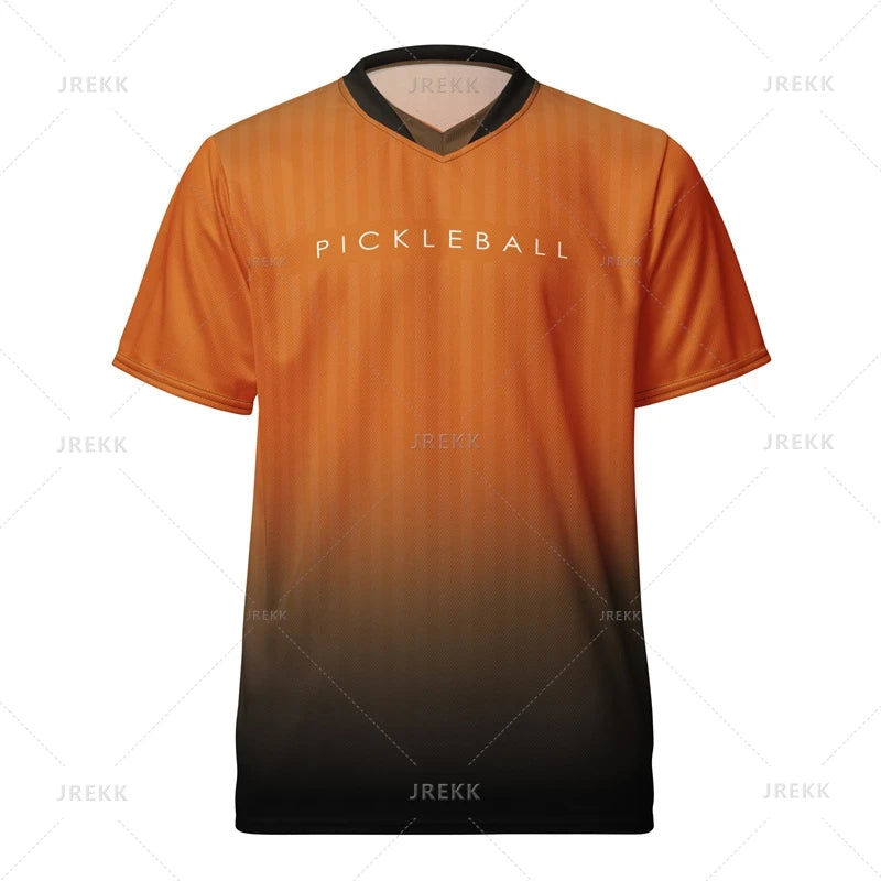 Gradient 3D Printed Pickleball T-shirt Summer Quick Dry Sports Graphic T Shirt For Men Fitness Short Sleeves Loose Tee Tops