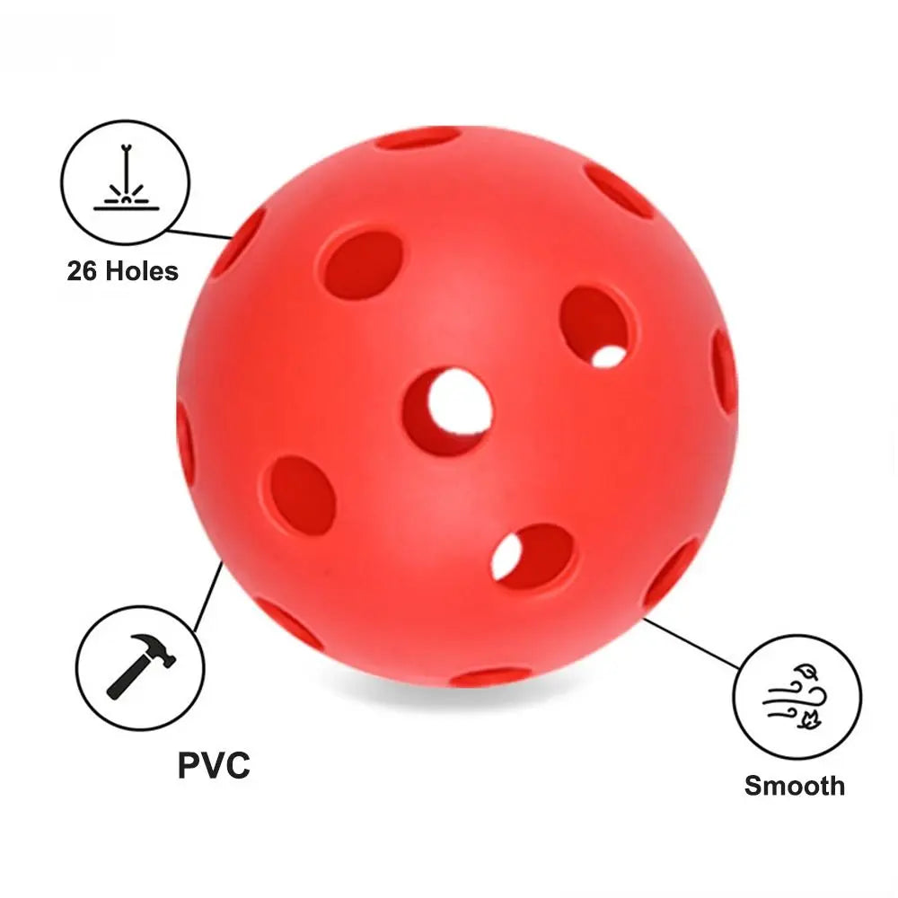 6pcs Portable 26 Holes Pickleball Balls PVC Balanced Pickle Balls with Bag High Bounce Crack-Resistant Competition Ball Indoor