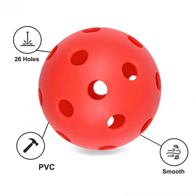 6pcs Portable 26 Holes Pickleball Balls PVC Balanced Pickle Balls with Bag High Bounce Crack-Resistant Competition Ball Indoor