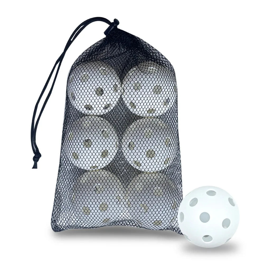 6pcs Portable 26 Holes Pickleball Balls PVC Balanced Pickle Balls with Bag High Bounce Crack-Resistant Competition Ball Indoor